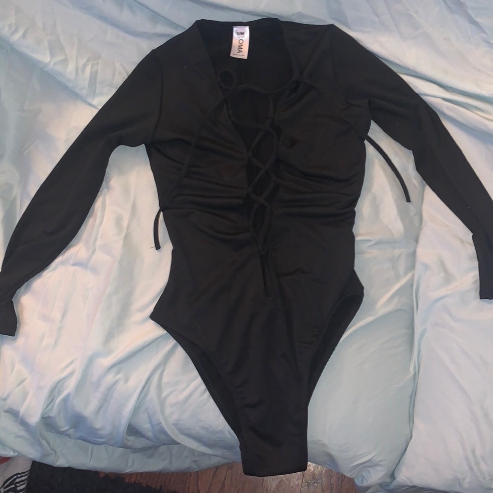 Long Sleeve Open Front Leotard